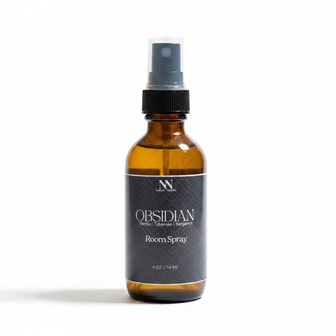 Obsidian Room Spray bottle straight-on view with soft shadow on a white background