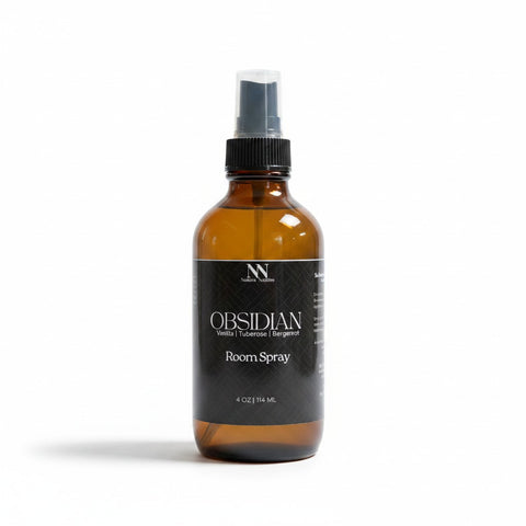 Obsidian Room Spray bottle front label view showing spray nozzle on a white background