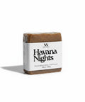 Havana Nights Tallow Soap bar with kraft label on a white background