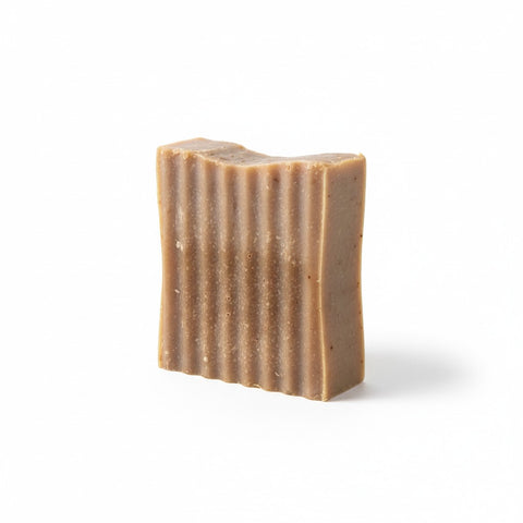 Vanilla Sugar Handcrafted Soap bar with ribbed texture on a white background