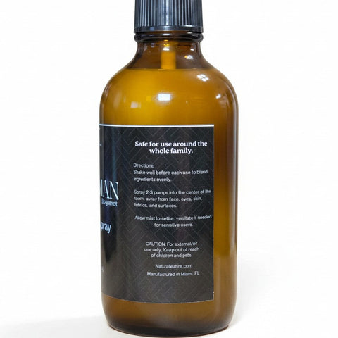 Obsidian Room Spray bottle showing usage directions on the label