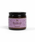 Harmony Magnesium Cream jar with purple mandala-patterned label on a white background