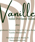 Natura Nutrire Vanille Solid Perfume Balm packaging with product details.