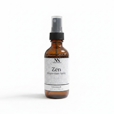 Zen Magnesium Spray bottle close-up on a white background
